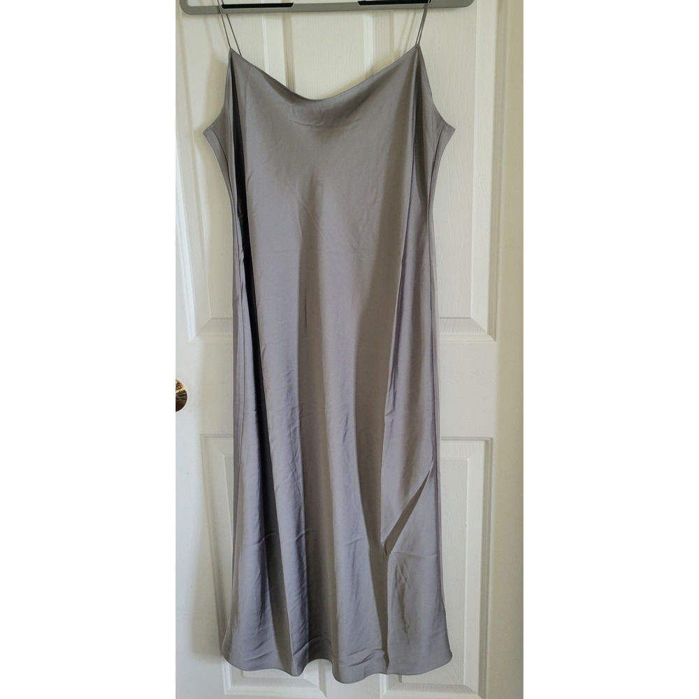 J.Crew Women's Gwyneth Slip Dress in Luster‎ Charmeuse Midi Silver Dress 10 NWT - Picture 2 of 7